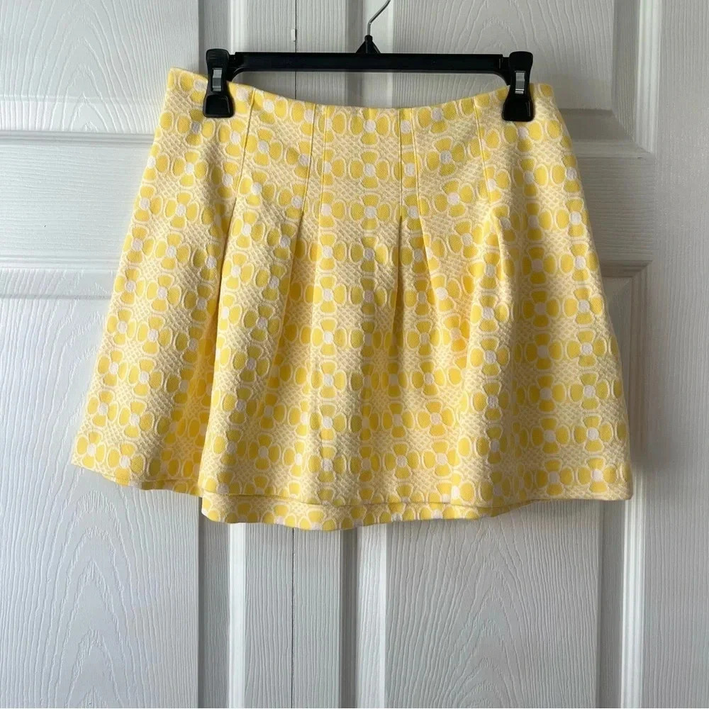 Lilly Pulitzer Leila Sunglow Yellow Daisy Chain Knit Jacquard Skirt Size 4
